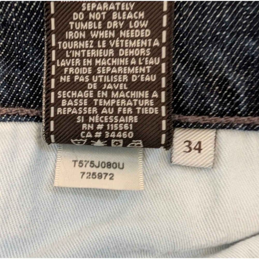 7 For All Mankind Slouchy Jeans Mens 34 Dark Wash Button Fly Frayed Hem - Picture 15 of 16